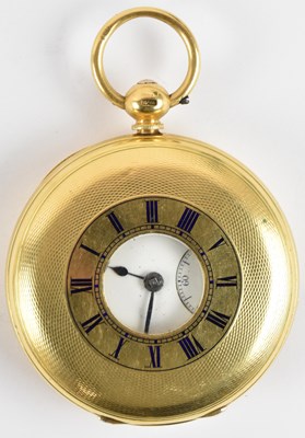 Lot 1607 - An 18ct half hunter pocket watch, the white...