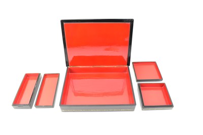 Lot 364 - Three vintage Russian black lacquered boxes...