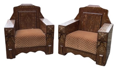 Lot 32 - A pair of Eastern oversized armchairs,...