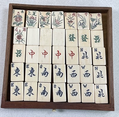 Lot 9 - An early 20th century Chinese cased Mahjong...