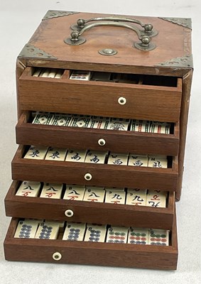 Lot 9 - An early 20th century Chinese cased Mahjong...