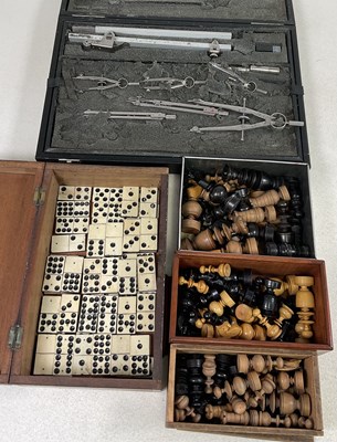 Lot 138 - Three vintage turned wooden chess sets, a set...