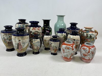 Lot 378 - A collection of Japanese Satsuma vases, also a...