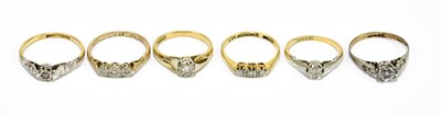 Lot 1113 - Four 18ct yellow gold dress rings, approx. 9g,...