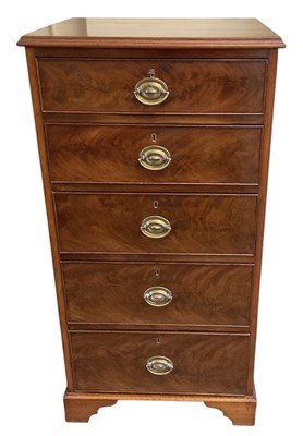 Lot 26 - A 19th century mahogany narrow chest of five...