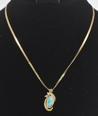 Lot 1449 - A 9ct yellow gold flat link necklace, length...