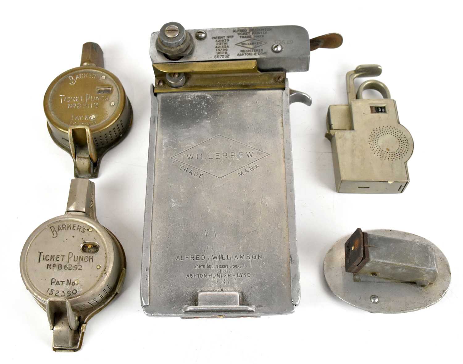 Lot 2514 - A collection of five ticket punches to