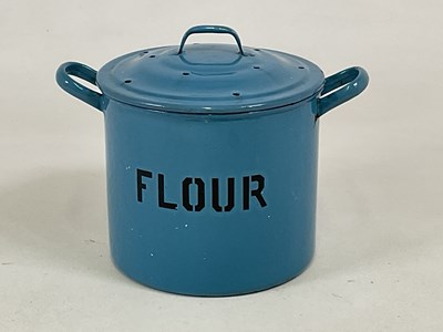 Lot 224 - An early 20th century blue enamel 'FLOUR'...