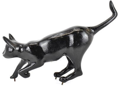 Lot 357 - A vintage cast iron model of a cat ready to...