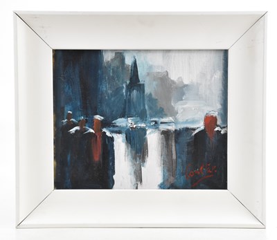 Lot 112 - DAVID COULTER; oil on canvas, 'Albert Square',...