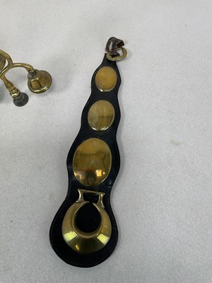 Lot 27 - Victorian horsebrasses, including two leather...
