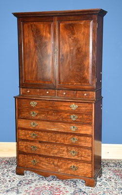 Lot 2724 - A Regency mahogany secretaire cabinet, with...