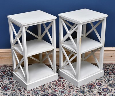 Lot 3054 - A pair of modern bedside tables with X-frame...