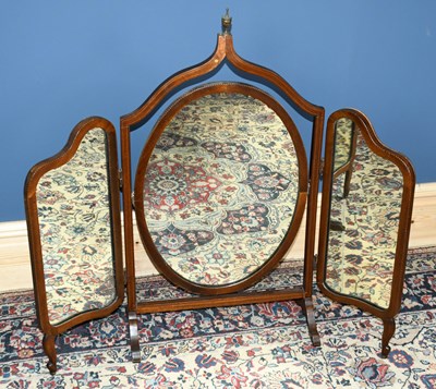 Lot 3023 - An Edwardian inlaid mahogany triple plate...