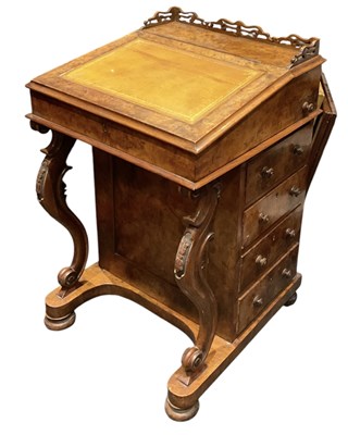 Lot 26 - A late 19th century burr walnut Davenport desk,...