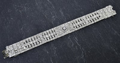 Lot 1241 - A French Art Deco white metal diamond set...