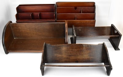 Lot 140 - Three vintage wooden book troughs, height of...