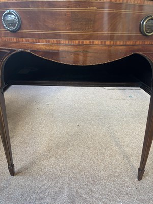 Lot 1140 - A George III inlaid mahogany serpentine...