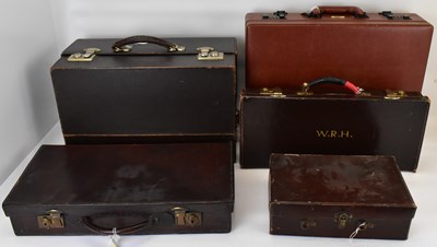 Lot 158 - Five vintage leather suitcases and a doctor's...