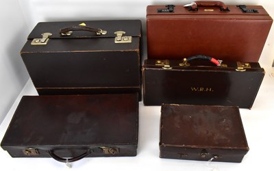 Lot 158 - Five vintage leather suitcases and a doctor's...