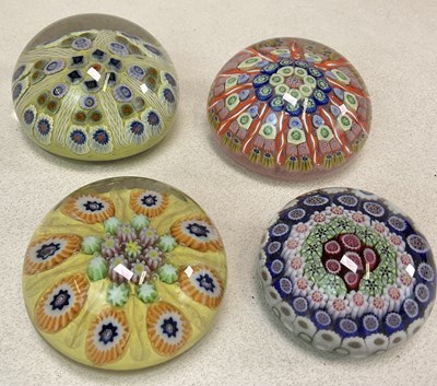 Lot 353 - Four vintage glass millefiore design...