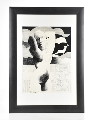 Lot 63 - GEOFFREY KEY (born 1941); ink, 'Female Nude',...