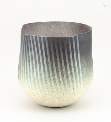 Lot 154 - DAVID ROBERTS (born 1947); a deep raku vessel...