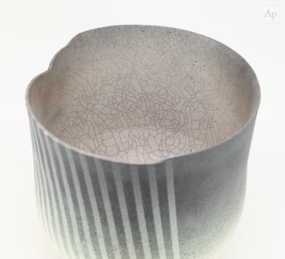 Lot 154 - DAVID ROBERTS (born 1947); a deep raku vessel...