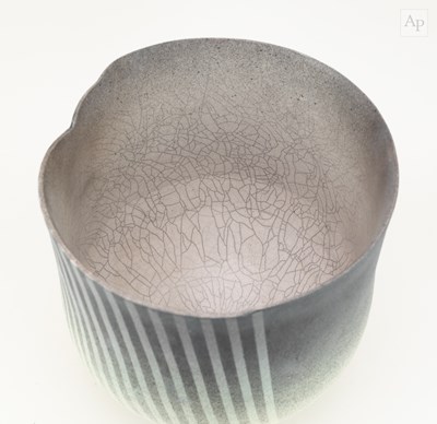 Lot 154 - DAVID ROBERTS (born 1947); a deep raku vessel...