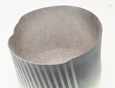 Lot 154 - DAVID ROBERTS (born 1947); a deep raku vessel...