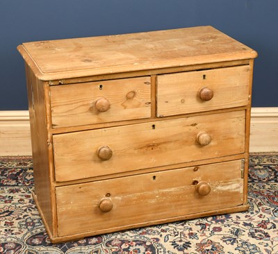 Lot 2827 - A late Victorian pine chest of two short and...