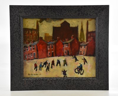 Lot 115 - DAVID ALDERMAN; oil on board, 'Trouble at Mill'...