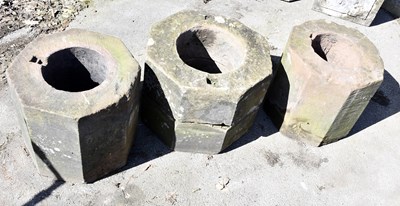 Lot 2695 - Three 19th century dressed stone font stands...