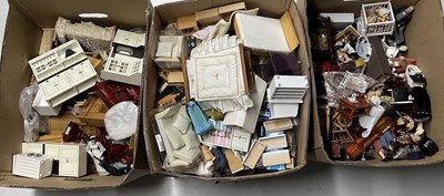 Lot 143 - Doll's house accessories, three large boxes...