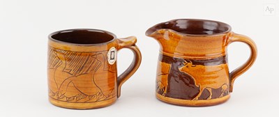 Lot 422 - MOLLY ATRILL (born 1944); an earthenware jug...