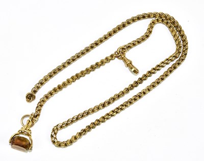 Lot 1323 - A 9ct rose gold fancy link chain with sprung...