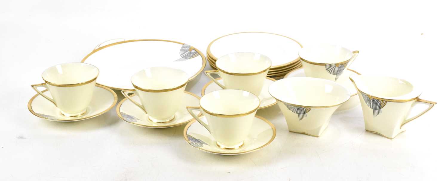 Lot 1663 - ROYAL DOULTON; an Art Deco part tea service in...