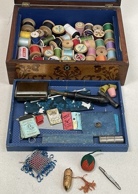 Lot 40 - A 19th century marquetry sewing box with...