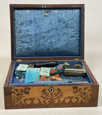 Lot 40 - A 19th century marquetry sewing box with...