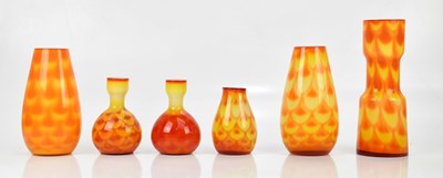 Lot 293 - ELME; six Scandinavian 'Peacock' art glass...