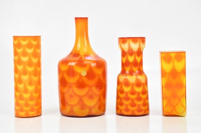 Lot 294 - ELME; four Swedish art glass 'Peacock' vases,...