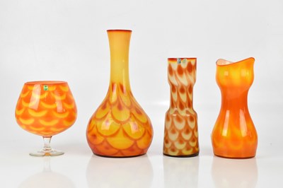 Lot 295 - ELME; four Swedish art glass 'Peacock' vases,...
