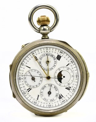 Lot 1788 - A crown wind base metal pocket watch with...