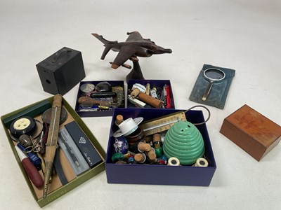 Lot 41 - A collectors' lot including fossils, bottle...