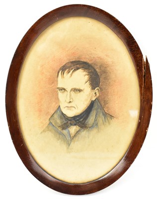 Lot 260 - A 19th century watercolour and pencil portrait...