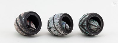 Lot 213 - ERIC MOSS (born 1959); a trio of raku mini...