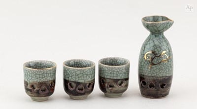 Lot 746 - A Japanese Somayaki double walled stoneware...