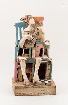 Lot 101 - CHRISTY KEENEY (born 1958); a flat earthenware...