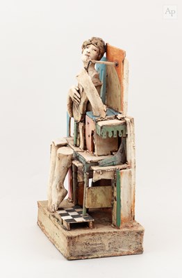 Lot 101 - CHRISTY KEENEY (born 1958); a flat earthenware...