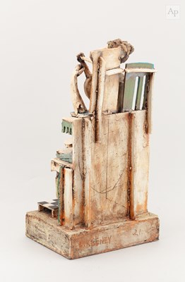 Lot 101 - CHRISTY KEENEY (born 1958); a flat earthenware...